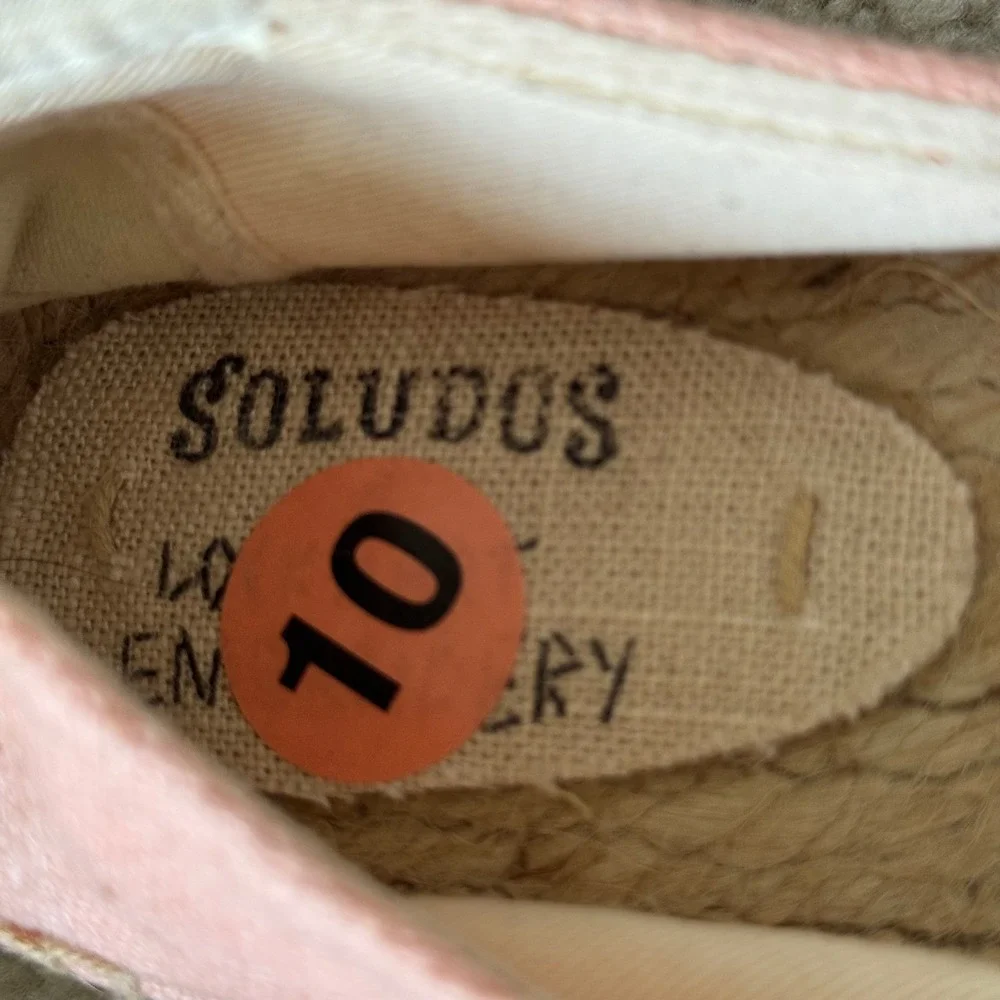 Soludos Aloha Sunset Pink Canvas Espadrille Flats Womens 10 Tropical Embroidered
